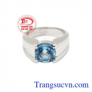 Topaz là biểu tượng cho tình yêu và hạnh phúc đôi lứa,Nhẫn nam bạc Topaz mạnh mẽ
