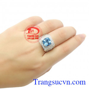 Sản phẩm thích hợp làm quà tặng cho người thân hoặc bạn bè,Nhẫn nam bạc Topaz thiên nhiên