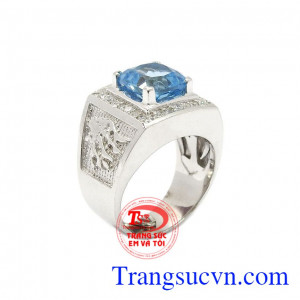 Nhẫn nam bạc Topaz thiên nhiên được chế tác tinh tế, độc đáo từ đá Topaz chất lượng cao,Nhẫn nam bạc Topaz thiên nhiên