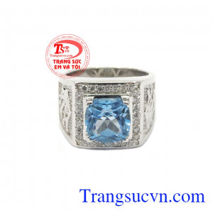 Topaz giúp điều hòa cảm xúc của mỗi con người, luôn hướng con người đến những điều tốt đẹp, an lành, lương thiện,Nhẫn nam bạc Topaz thiên nhiên