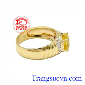 Mang vẻ đẹp hoàn hảo, đá Sapphire được coi là biểu tượng của sự toàn vẹn, mang lại hiệu quả tối ưu,Nhẫn nam Sapphire vàng tài lộc