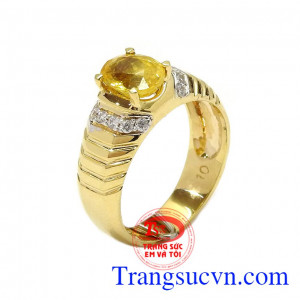 Nhẫn nam Sapphire vàng tài lộc bền đẹp, chất lượng, sapphire cao cấp,Nhẫn nam Sapphire vàng tài lộc