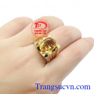 Theo phong thủy, thạch anh vàng mang đến sự thịnh vượng và may mắn cho mệnh Kim và Thủy,Nhẫn nam thạch anh vàng cao cấp