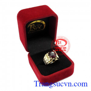 Nhẫn nam vàng Garnet đẹp