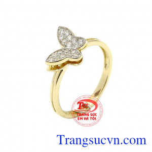 Nhẫn nữ vàng màu hồ điệp chế tac từ vàng mà 10k nhập khẩu nguyên chiếc từ Hàn Quốc,Nhẫn nữ vàng màu hồ điệp