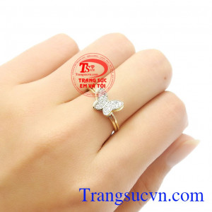 Nhẫn nữ vàng màu hồ điệp chất lượng, bảo hành 6 tháng, giao hàng toàn quốc,Nhẫn nữ vàng màu hồ điệp