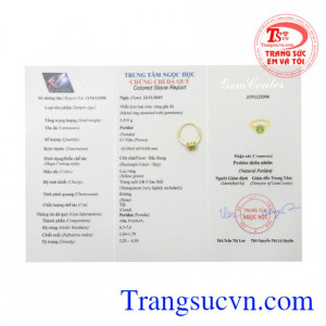 Nhẫn nữ vàng Peridot xinh xắn