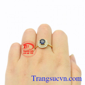 Nhẫn nữ vàng sapphire nữ tính 14k đẹp.