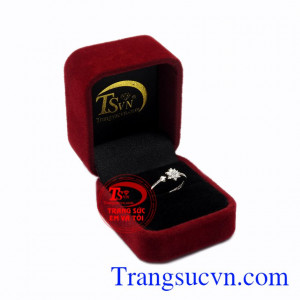 Nhẫn nữ vàng trắng hoa tuyết vàng 10k