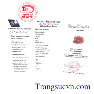 Giấy kiểm định từ trung tâm ngọc học