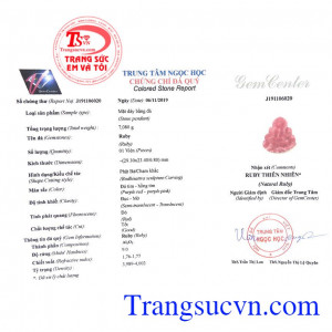 Giấy kiểm định từ trung tâm ngọc học
