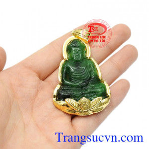 Mặt phật A Di Đà Jadeite bọc vàng có giấy kiểm định uy tín.