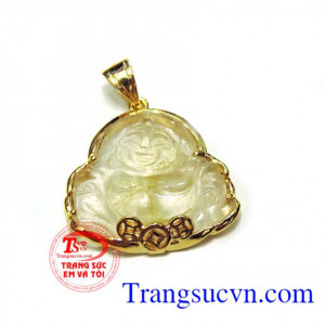 Mặt phật thạch anh tóc bọc vàng tây 14k đảm bảo chất lượng,thạch anh tóc mang nhiều năng lượng,may mắn làm tinh xạch cơ thể,mặt đeo cổ sang trong hợp thời trang