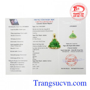 Mặt phật vàng Di Lăc Jadeite 14k