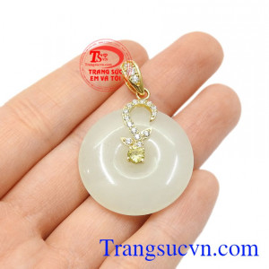 Mặt vàng ngọc cẩm thạch nữ tính vàng 14k.