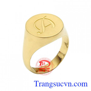 Nhẫn nam chữ A phong cách vàng 18k chế tác công nghệ 3D cao cấp, đường nét tinh xảo, độc đáo