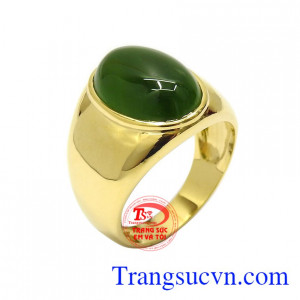 Nhẫn nam Nephrite may mắn vàng 10k kiểu dáng đẹp, thiết kế tinh xảo, độc đáo