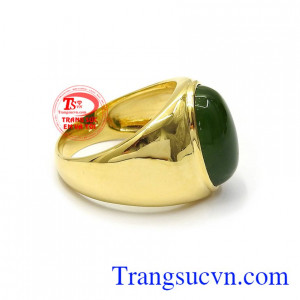 Nhẫn nam Nephrite may mắn đá thiên nhiên chất lượng cao, có giấy kiểm định đảm bảo