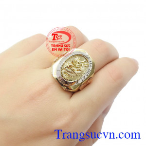 Thích hợp làm quà tặng cho người thân và bạn bè,Nhẫn nam Rồng vàng nhập khẩu