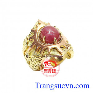 Nhẫn nam ruby mặt trời là sản phẩm được chế tác 3D vô cùng tinh xảo và độc đáo