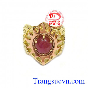 Nhẫn nam ruby mặt trời vàng 18k chất lượng uy tín, kiểu dáng sang trọng, giao hàng nhanh trên toàn quốc