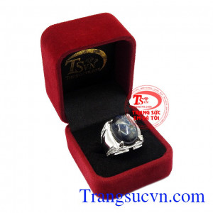 Thích hợp làm quà tặng cho người thân và bạn bè,Nhẫn nam Sapphire công danh