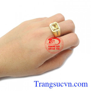 Nhẫn nam thạch anh vàng thịnh vượng thương hiệu bền đẹp, chất lượng, chế tác theo yêu cầu
