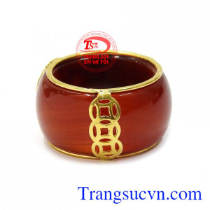 Nhẫn ngọc mã não bọc rồng thăng tiến bảo hành 6 tháng.