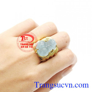 Sản phẩm được bảo hành uy tín, giao hàng toàn quốc. Nhẫn tỳ hưu aquamarine thịnh vượng