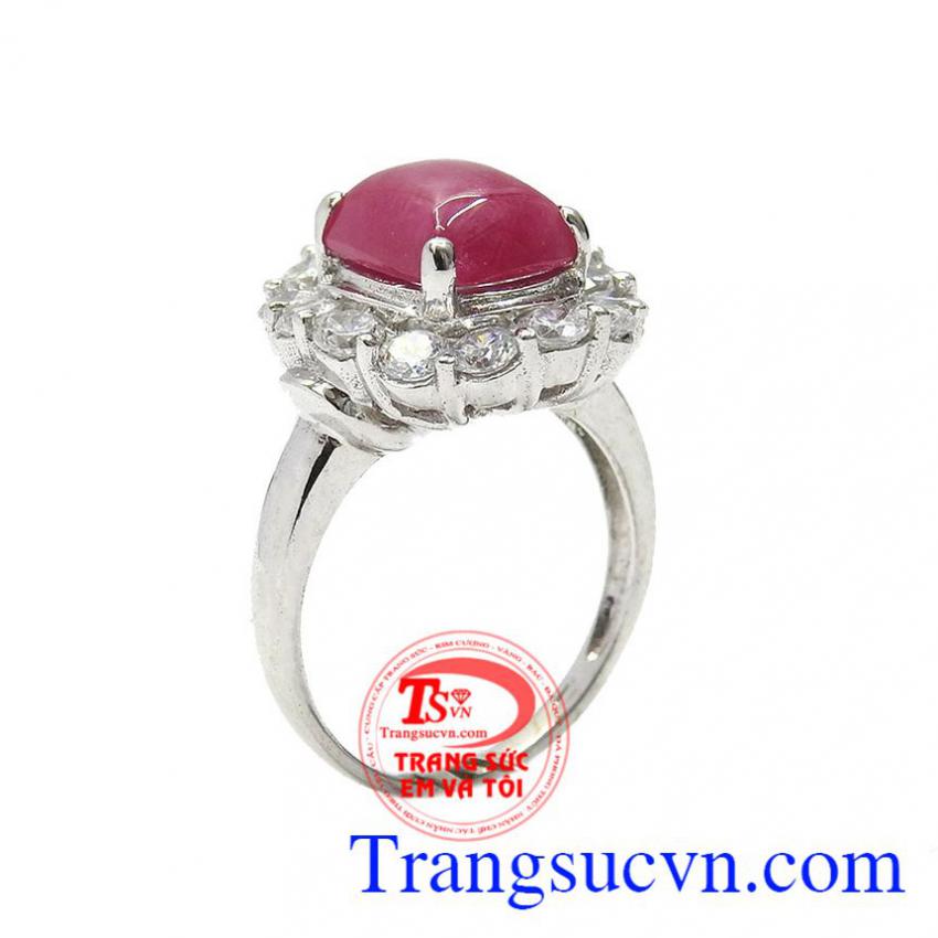 Nhẫn nữ bạc ruby quý phái