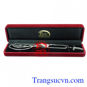 Bộ mặt dây thánh giá vàng trắng
