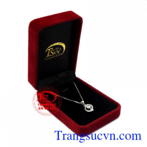 Bộ mặt dây vàng trắng thanh tao vàng 10k