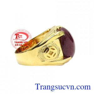 Thiết kế đơn giản nhưng sang trọng giúp phái mạnh càng thêm phần lịch lãm. Nhẫn nam ruby sao thiên nhiên tài lộc