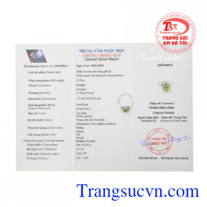 Nhẫn nữ bạc Peridot dịu dàng