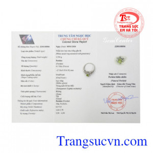 Nhẫn nữ bạc Peridot độc đáo