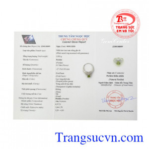 Nhẫn nữ bạc Peridot lấp lánh 