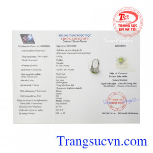 Nhẫn nữ bạc Peridot may mắn