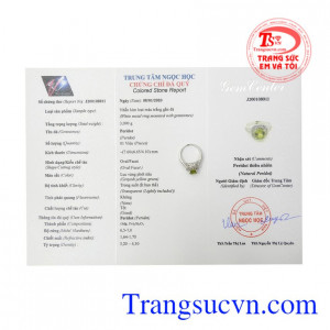 Nhẫn nữ bạc Peridot thanh tao
