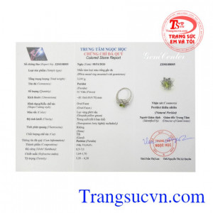Nhẫn nữ bạc Peridot thịnh vượng