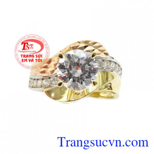 Nhẫn nữ vàng màu quý phái được chế tác theo công nghệ Hàn Quốc.