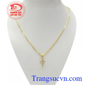 Bộ dây chuyền thánh giá an yên vàng 10k tôn lên vẻ đẹp trẻ trung, tinh tế và thời trang cho phái đẹp