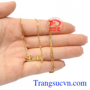 Bộ dây chuyền vàng chữ Lucky vàng 10k may mắn, duyền dáng.