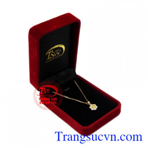 Bộ mặt dây Sapphire hoa vàng