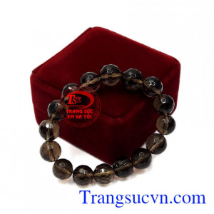 Chuỗi tay thạch anh khói 12 ly bình an thiên nhiên.