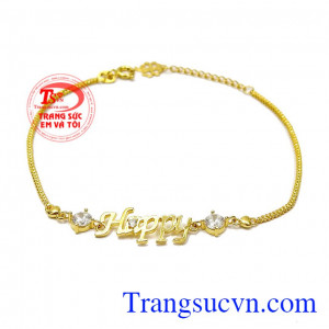 Lắc tay vàng chữ Happy được thiết kế đơn giản từ vàng 10k nhưng vẫn thuộc top các sản phẩm được nhiều khách hàng ưa chuộng,Lắc tay vàng chữ Happy