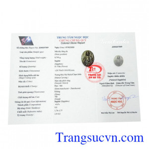 Mặt saphir Đức mẹ đẹp có giấy kiểm định đá quý, giao hàng toàn quốc.