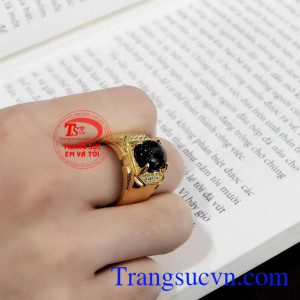 Nhẫn nam Sapphire phong độ nam tính vàng 14k.