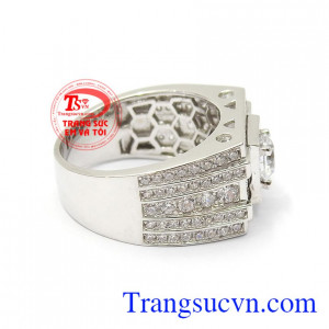 Nhẫn nam vàng 10k nhập khẩu Korea phù hợp cho các quý ông lịch lãm, đẳng cấp và mạnh mẽ Nhẫn nam vàng trắng an khang