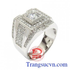 Nhẫn nam vàng trắng thịnh vượng vàng 10k nhập khẩu nguyên chiếc Korea thiết kế đẹp, chất lượng vàng đảm bảo