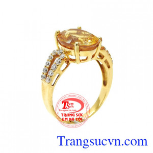 Nhẫn nữ thạch anh vàng
